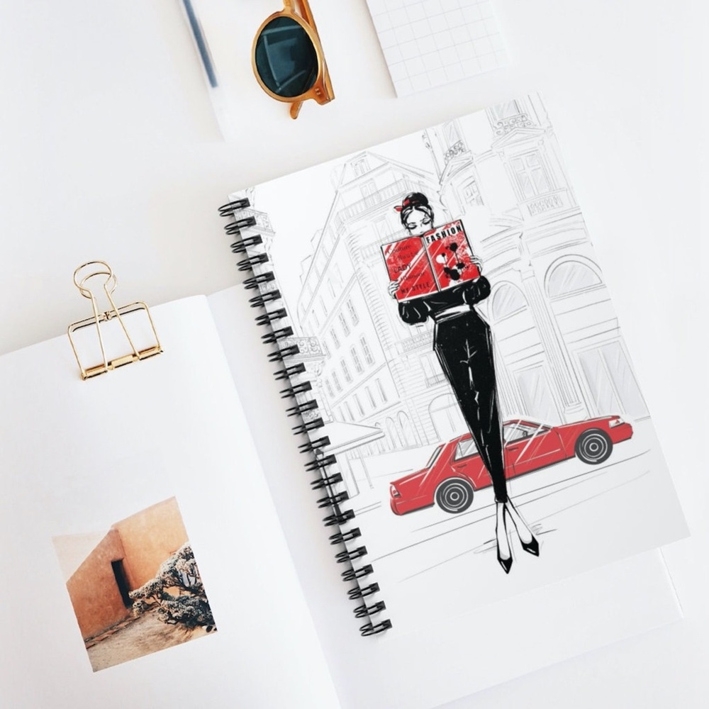 Girl Reading News Fashion Notebook - Unique Custom Design! :)